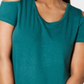 Camiseta feminina JM Collection com ombros descobertos e manga curta, verde, tamanho pequeno
