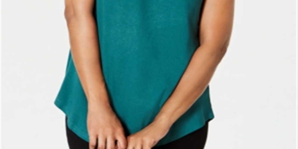 Camiseta feminina JM Collection com ombros descobertos e manga curta, verde, tamanho pequeno