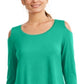 JM Collection Top feminino com ombros descobertos, verde, tamanho XX-G
