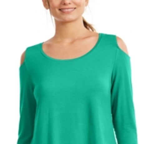 JM Collection Top feminino com ombros descobertos, verde, tamanho XX-G