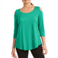 JM Collection Top feminino com ombros descobertos, verde, tamanho XX-G