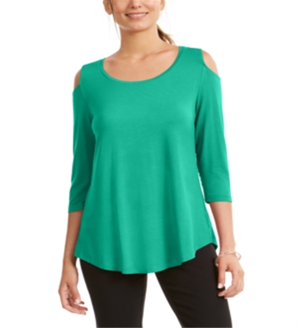 JM Collection Top feminino com ombros descobertos, verde, tamanho XX-G