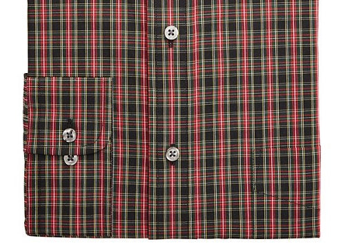 Camisa social masculina Club Room Classic Regular Fit Stretch resistente a rugas, xadrez, preta, tamanho 34-35