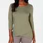Karen Scott Blusa Feminina Lisa Manga Longa Gola Joia Verde Tamanho XXG