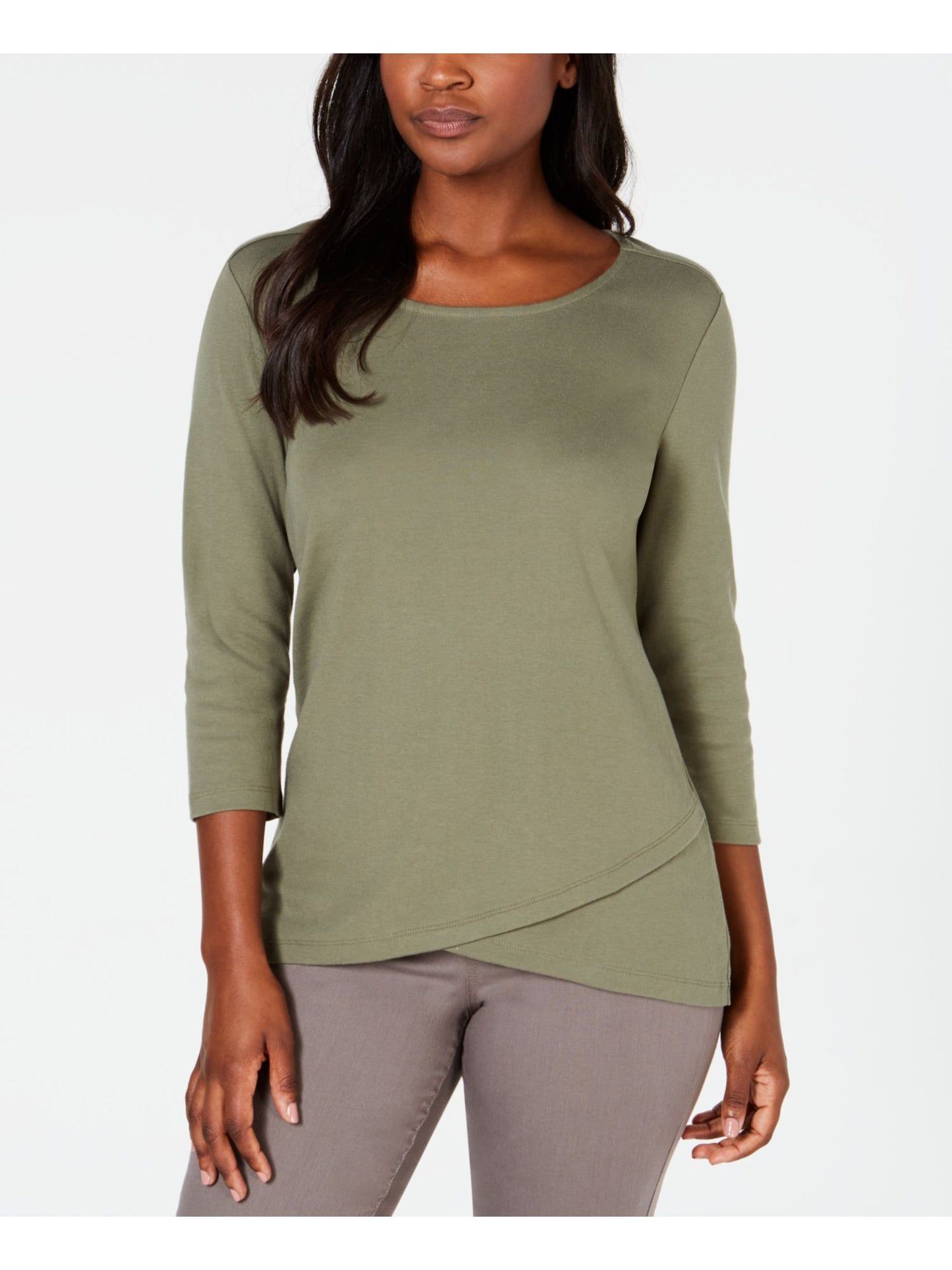 Karen Scott Blusa Feminina Lisa Manga Longa Gola Joia Verde Tamanho XXG