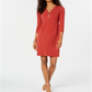 Vestido feminino com decote em V e zíper JM Collection, vermelho, tamanho XS