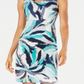 Vestido estampado com decote em V feminino JM Collection, azul, tamanho P