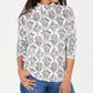Blusa feminina Karen Scott com estampa de gola falsa, cinza, tamanho extragrande