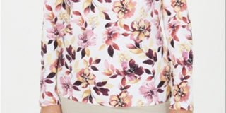 Blusa feminina Karen Scott estampada manga comprida branca tamanho X-S