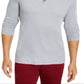 Camisa Henley de gola redonda em malha waffle masculina Club Room, cinza, tamanho médio