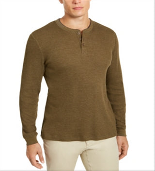 Club Room Men's Henley Shirt Green Size Medium