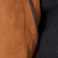 Jaqueta bomber masculina Tasso Elba em couro sintético com blocos de cores e mix de mídias, marrom, tamanho pequeno