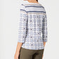 Charter Club New Orleans Boat Cotton Printed Top Feminino Branco Tamanho Médio