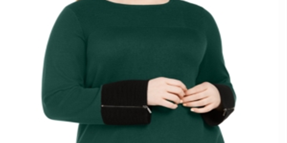 Suéter túnica otomana Alfani Plus Colorblocked feminino, verde, tamanho 3X