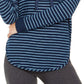 Moletom com capuz listrado de malha feminino Alfani, azul, tamanho XX-G