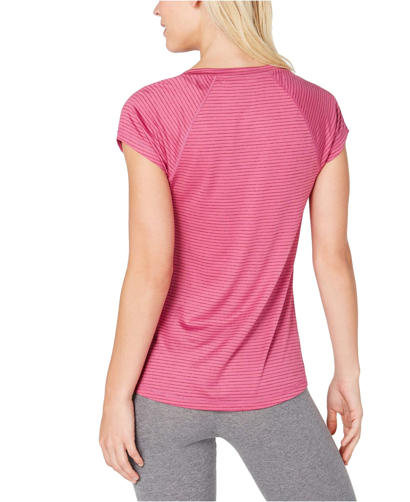 Camiseta feminina listrada vinho Ideology com decote em V, tamanho extra pequeno