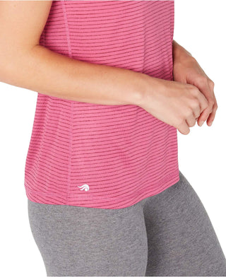 Camiseta feminina listrada vinho Ideology com decote em V, tamanho extra pequeno