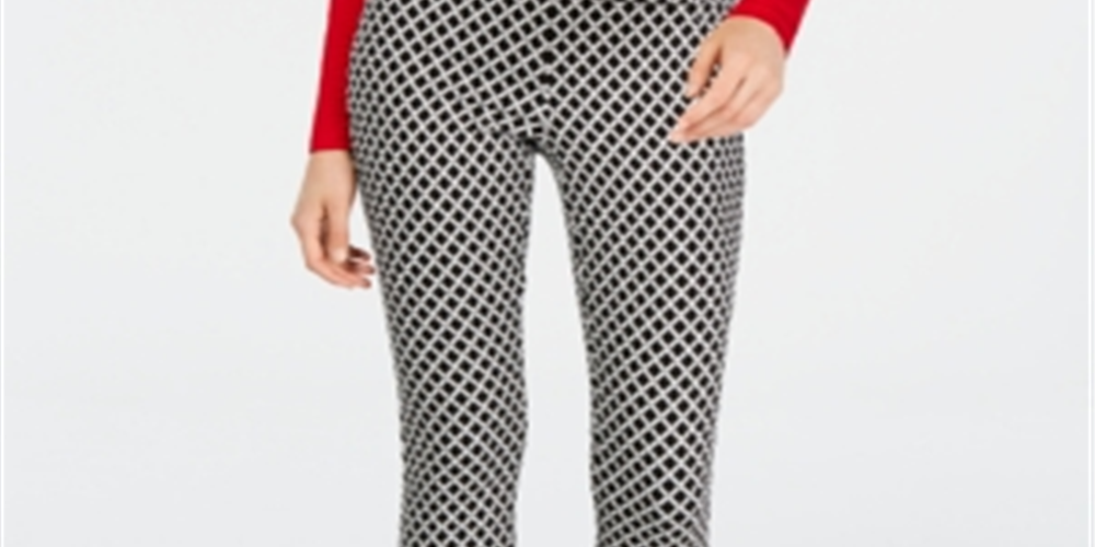 Calça skinny feminina INC International Concepts Diamond Jacquard preta tamanho 12