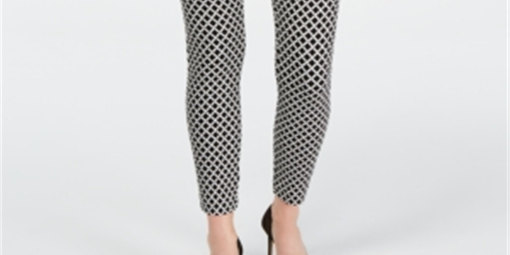 Calça skinny feminina INC International Concepts Diamond Jacquard preta tamanho 12