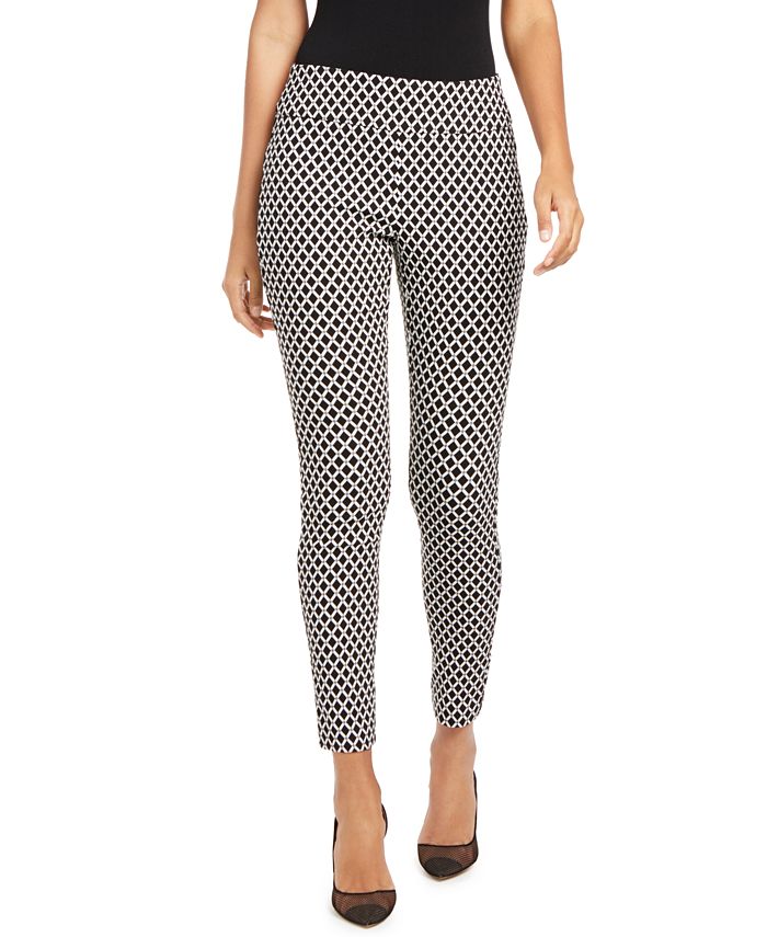 Calça skinny feminina INC International Concepts Curvy Fit Diamond Jacquard preta tamanho 18