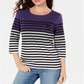 Karen Scott Sport Top Feminino Listrado Manga 3/4 Roxo Tamanho XS