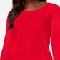 Karen Scott Blusa feminina de algodão com decote redondo, vermelha, tamanho pequeno P