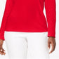 Karen Scott Blusa feminina de algodão com decote redondo, vermelha, tamanho pequeno P