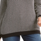 Karen Scott Suéter Henley Feminino de Algodão Bicolor Preto Tamanho Pequeno Médio
