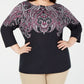 Karen Scott Top feminino estampado plus size manga 3/4 preto tamanho 4X