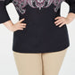 Karen Scott Top feminino estampado plus size manga 3/4 preto tamanho 4X
