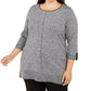 Karen Scott Suéter Feminino de Algodão Marmorizado com Acabamento Contrastado, Preto, Tamanho 3X