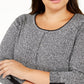 Karen Scott Suéter Feminino de Algodão Marmorizado com Acabamento Contrastado, Preto, Tamanho 3X
