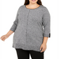 Karen Scott Suéter Feminino de Algodão Marmorizado com Acabamento Contrastado, Preto, Tamanho 3X