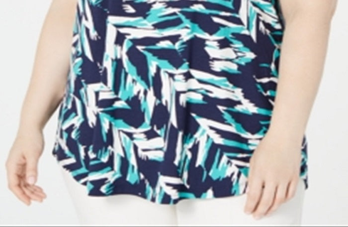 Blusa estampada plus size feminina JM Collection azul tamanho 3X