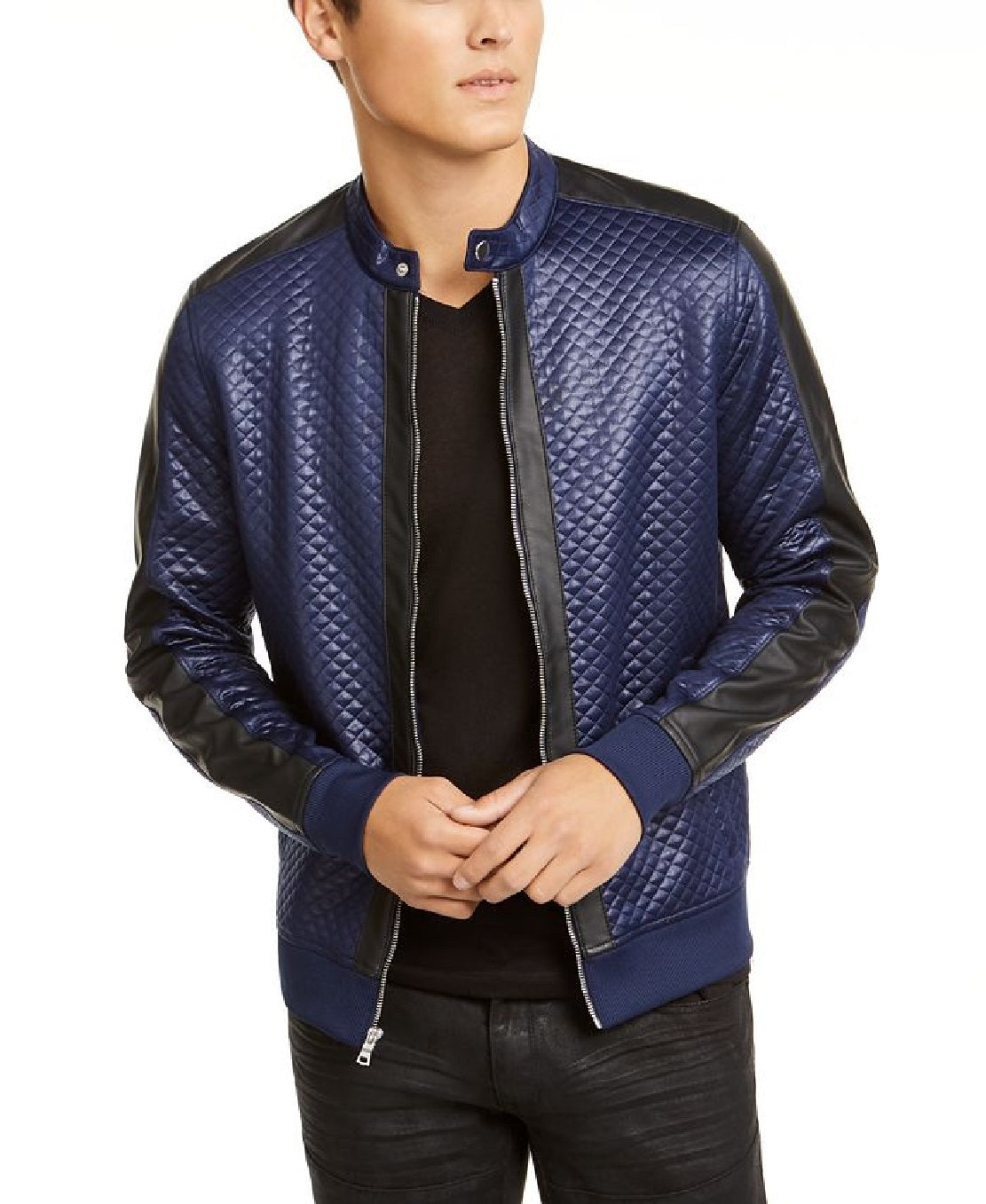 Jaqueta de férias masculina de malha acolchoada INC International Concepts, azul, tamanho extragrande