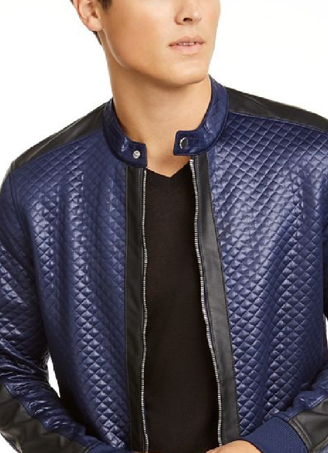 Jaqueta de férias masculina de malha acolchoada INC International Concepts, azul, tamanho extragrande