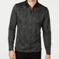 Camisa casual masculina Alfani com estampa de manga comprida e zíper de um quarto, preta, tamanho pequeno