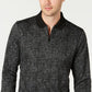Camisa casual masculina Alfani com estampa de manga comprida e zíper de um quarto, preta, tamanho pequeno
