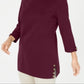 Karen Scott Blusa feminina de algodão com botões laterais e manga 3/4, vermelha, tamanho X-S