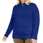 Karen Scott Suéter Feminino Plus Cotton com Zíper 1/4 e Gola Simulada Azul Tamanho 0X