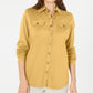 Karen Scott Blusa Feminina Mix Media com Botões Frontais Marrom Tamanho P