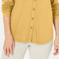 Karen Scott Blusa Feminina Mix Media com Botões Frontais Marrom Tamanho P