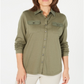 Karen Scott Blusa Feminina Mix Media com Botões Frontais Verde Tamanho P