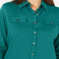 Blusa feminina Karen Scott com botões frontais e técnica mista, azul, tamanho médio
