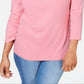 Blusa feminina Karen Scott de algodão bordado com camadas, rosa, tamanho pequeno
