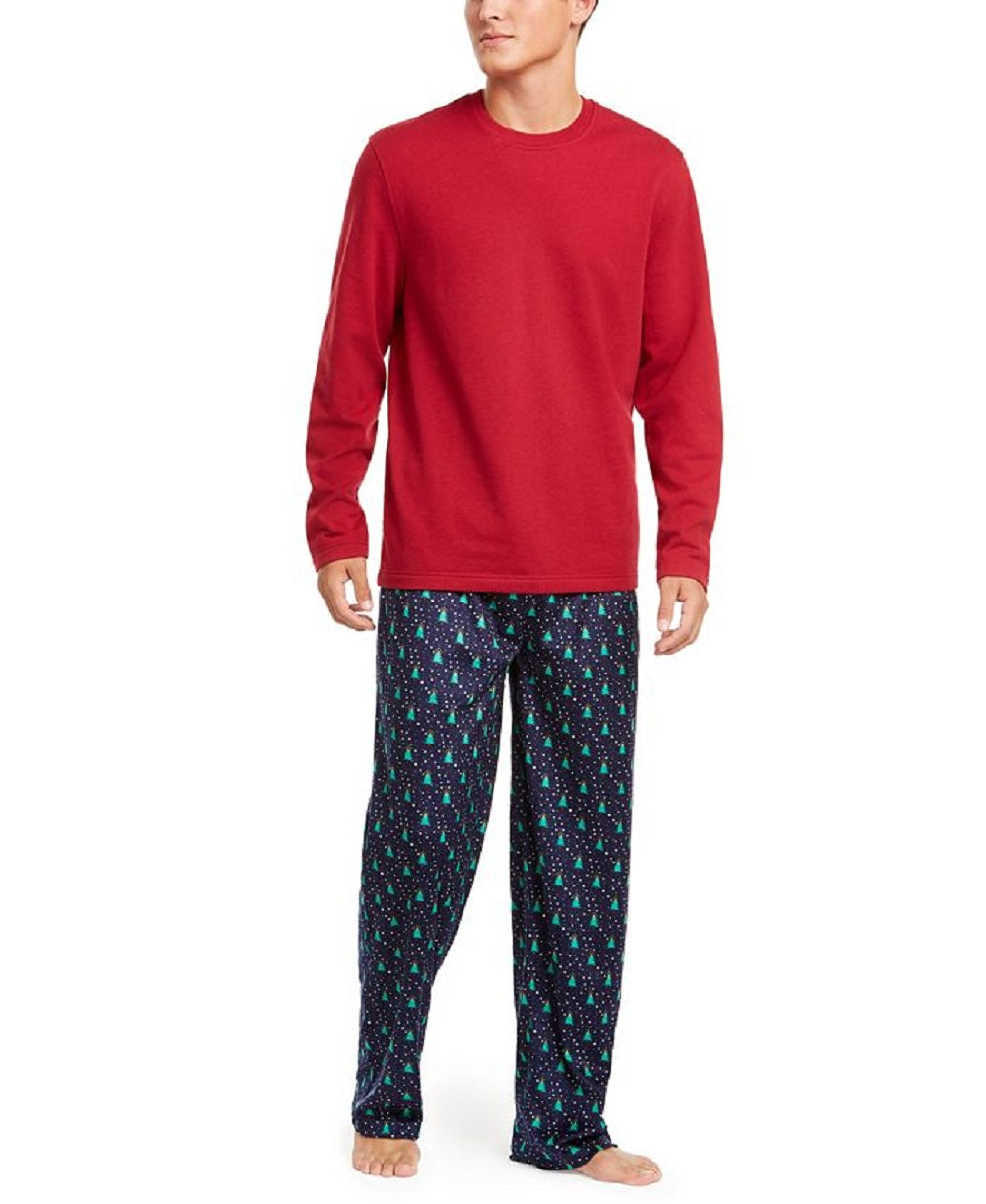 Conjunto de pijama estampado masculino Club Room azul tamanho pequeno