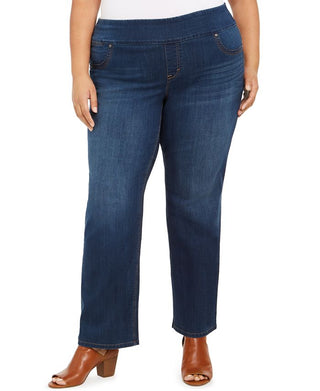 Jeans feminino estilo &amp; co Ella Tummy Control com perna reta, azul, tamanho 22W