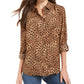Blusa feminina com estampa animal Charter Club, marrom, tamanho grande