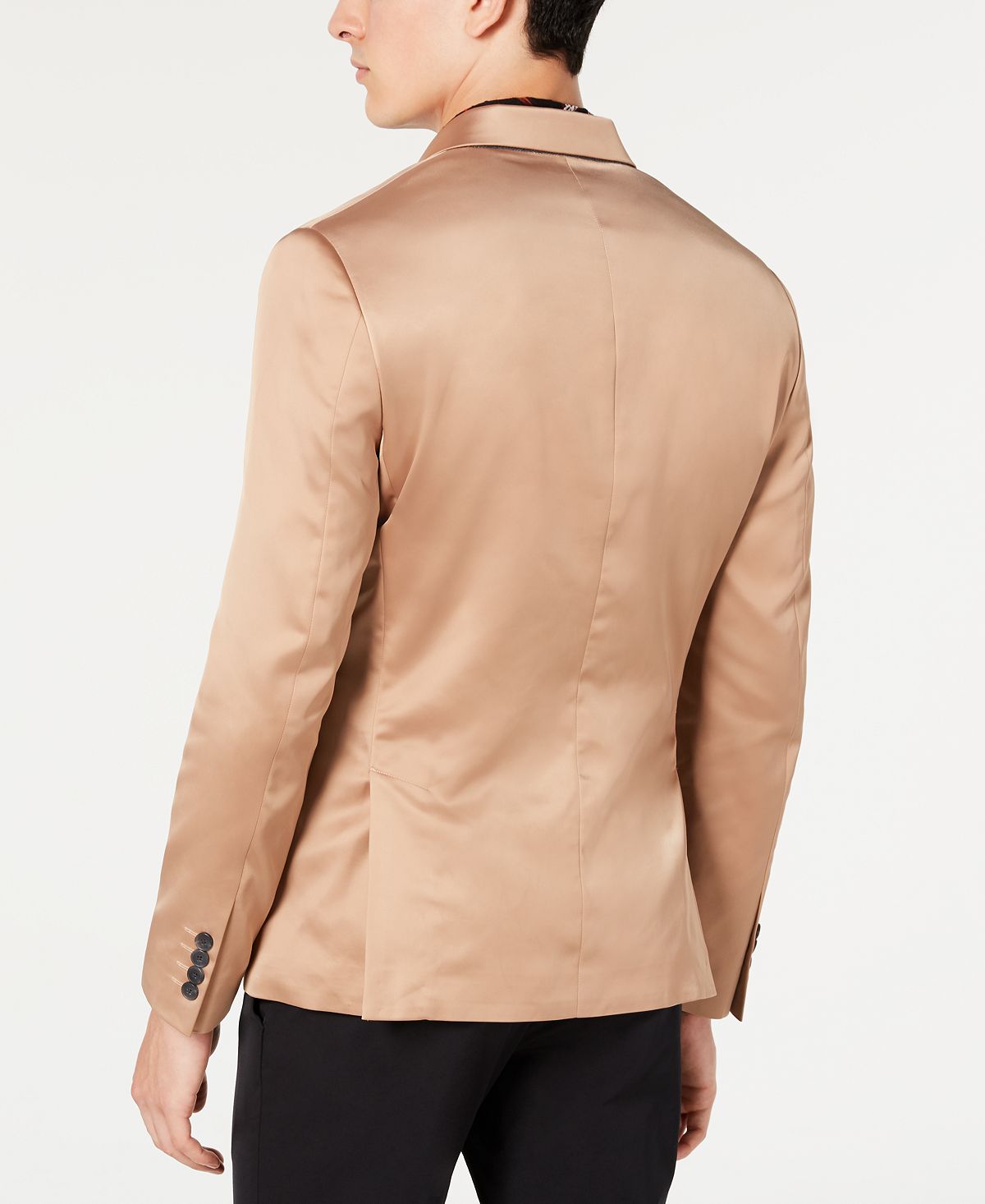 Blazer masculino de cetim elástico slim fit da INC International Concepts, marrom, tamanho extragrande