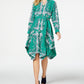 Vestido-camisa feminino com bainha de lenço estampado Charter Club, verde, tamanho pequeno, médio